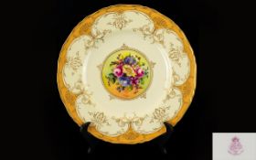 Royal Worcester Hand Painted and Signed Cabinet Plate ' Floral ' Still Life. Date 1933, Signed W.