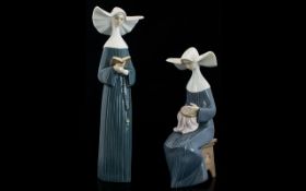 Two Lladro Figures Each In The Form Of Studious Nuns To include Model number 5500 'Prayerful