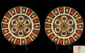 Royal Crown Derby Old Imari Pattern Pair of Large Cabinet Plates - In 1st Quality & Mint Condition