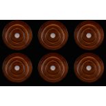 A Set Of Six Contemporary Polished Mahogany And Sterling Silver Wine Coasters Elegant circular