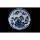 Late 19th Century Chinese Blue And White Charger Typical Form. 13.2 Inches.