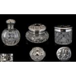 A Small Collection of Nice Quality Silver Topped Cut Glass Ladies Vanity Dressing Table Jars ( 3 )