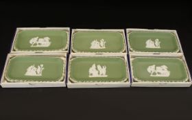 Wedgwood Sage Green Jasper Ware 6 x Sweet Dishes, all in original boxes.