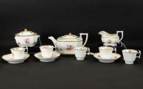 Regency Period Spode Felspar Porcelain Butterfly Pattern ( 11 ) Piece Part Tea-Service. c.