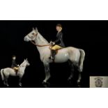 Beswick Seated Rider and Horse Figure ' Hunts Woman ' Dapple Grey Colour way. Model 1730.