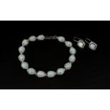 Faux Opal and Zirconia Tennis Bracelet and Pair of Drop Earrings,