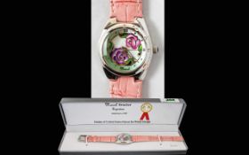 Ladies Fashion Watch By Marcel Drucker Complete with original box, pink faux leather strap,