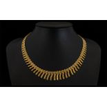 Cleopatra Style 9ct Gold Necklace, Marked 9.375 Gold. Attractive Well Made Necklace at Low Estimate.