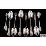 Victorian Period Good Set of Six Silver Tea Spoons with styalised chased decoration to stems and