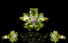 Peridot Flower Ring,