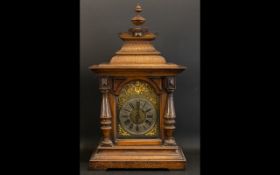 Mantel Clock Late 19th/early 20th century clock, oak case, standard movement,