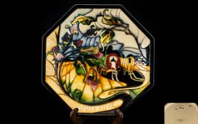 Moorcroft - Modern Octagonal Shaped Cabinet Plate ' Queenies Van ' Pattern. Designer E. Bossons.