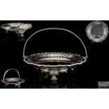 Walker and Hall Superb Quality Very Ornate Swing Handle Circular Footed Fruit Basket of Wonderful