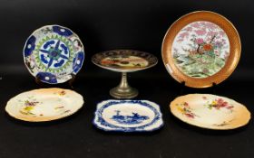 A Small Collection Of Pottery To include two Royal Worcester hand painted floral cabinet plates