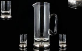 Broadway Silversmiths - Superb Quality Boxed Silver and Crystal Water Jug with Solid Silver Foot