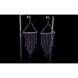 Amethyst Pair of Long Chandelier Drop Earrings,