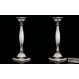 Nice Quality Judaica Matched Pair of Solid Silver Candlesticks. Hallmark London 1967, Maker D.J.S.