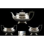 Victorian Period - Bachelors Solid Silver Tea For Two 3 Piece Tea Service,
