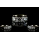 18ct White Gold Three Stone Diamond Set Ring Of Superb Quality Fully hallmarked for 750, the round