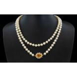 Lady's Elegant 1960's Single Strand Cultured Pearls Necklace with 9ct Gold Clasp,