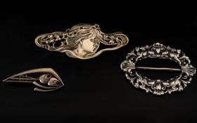 A Collection Of Silver Buckles And Brooches Three in total, all fully hallmarked 925 for silver.