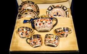 Arthur Wood Early 20th Century Eight Piece Teaset Boxed tea for two set in Imari style pattern,