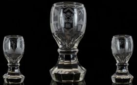 A Masonic Firing Glass Of typical form, with acid etched symbols to body,