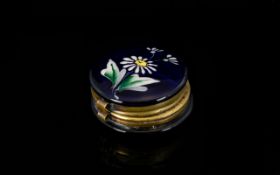 Georgian Period Cobalt Blue Glass And Enamelled Powder Box Continental powder/patch box of squat