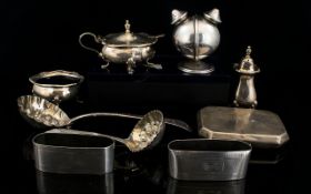 A Small Collection Of Silver Items To include a berry spoon 1803, Sifter spoon 1897,