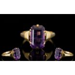 9ct Gold Single Stone Amethyst Dress Ring, The Emeralds Cut Amethysts of Excellent Colour.