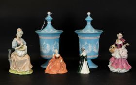 A Mixed Collection Of Decorative Ceramics Six items in total to include Coalport hand decorated