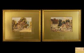 John Edgar Platt ( British 1886-1967) A Pair Of Original Watercolours On Paper 'Cottages Near