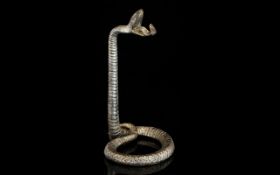 19th Century Metal Snake Pocket Watch Holder. Height 5 Inches.