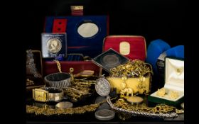 A Mixed Collection Of Contemporary And Vintage Costume Jewellery And Watches Contains various early