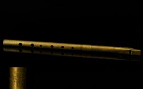 Antique Barnett Samuel & Son London Dulcet Brass Tin Whistle length, 11 inches, some dings to body.