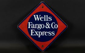 Advertising Interest Wells Fargo Metal Sign Square promotional sign with apertures for wall