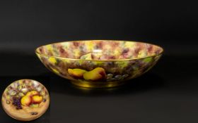 Edwardian Fine Bone China Hand Painted Autumnal Fruits Bowl Large,