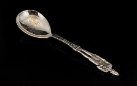 A Norwegian Silver Souvenir Spoon The handle in the form of a soldier,