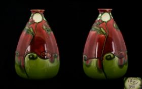 Minton Secessionist No 31 Pair of Ovoid Shaped Vases, Sinuous Design,