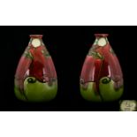 Minton Secessionist No 31 Pair of Ovoid Shaped Vases, Sinuous Design,
