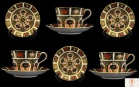 Royal Crown Derby Superb Quality Old Imari Pattern Set of 3 Large Cups and Saucers.