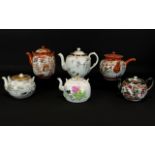 Collection Of 19th Century Chinese And Japanese Teapots. Six In Total. Typical Form.