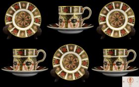 Royal Crown Derby Old Imari Pattern Set of 3 Coffee Cans and Saucers.