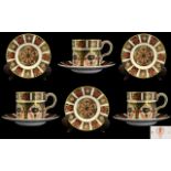 Royal Crown Derby Old Imari Pattern Set of 3 Coffee Cans and Saucers.