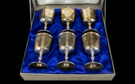 Equestrian Interest Six Newcastle Races Plated Metal Goblets Boxed set comprising six matching