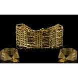 Ladies - Superior Quality and Heavy 9ct Gold Kisses Design Broad Gate Bracelet with Attached 9ct