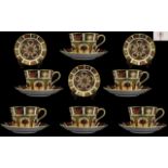 Royal Crown Derby Superb Quality Old Imari Pattern Set of Six Large Cups and Saucers.