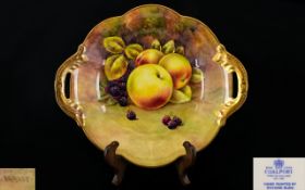 Coalport - Signed and Hand Painted Two Handle Fruits Bowl / Dish. c.1940's.