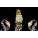 Accurist - Swiss Made Ladies 9ct Gold Mechanical 1950's Wrist Watch, Attractive 1950's Design,