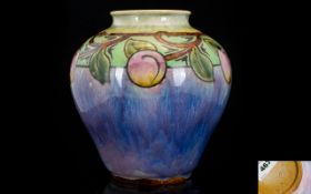 Royal Doulton Attractive Lustre Ovoid Shaped Vase. c.1920's. Stylised Plums on the Branch Design